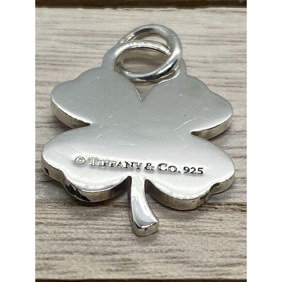 Tiffany & Co Silver Good Luck Shamrock 4 Leaf Clover Charm Pendant - Picture 6 of 9